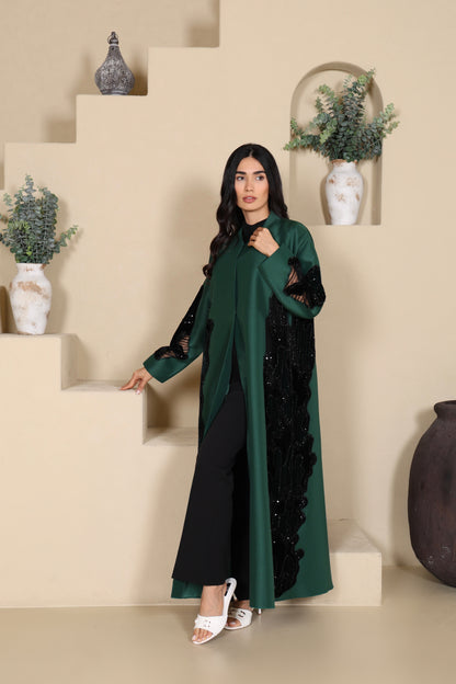 ALEEN - Green Satin Abaya