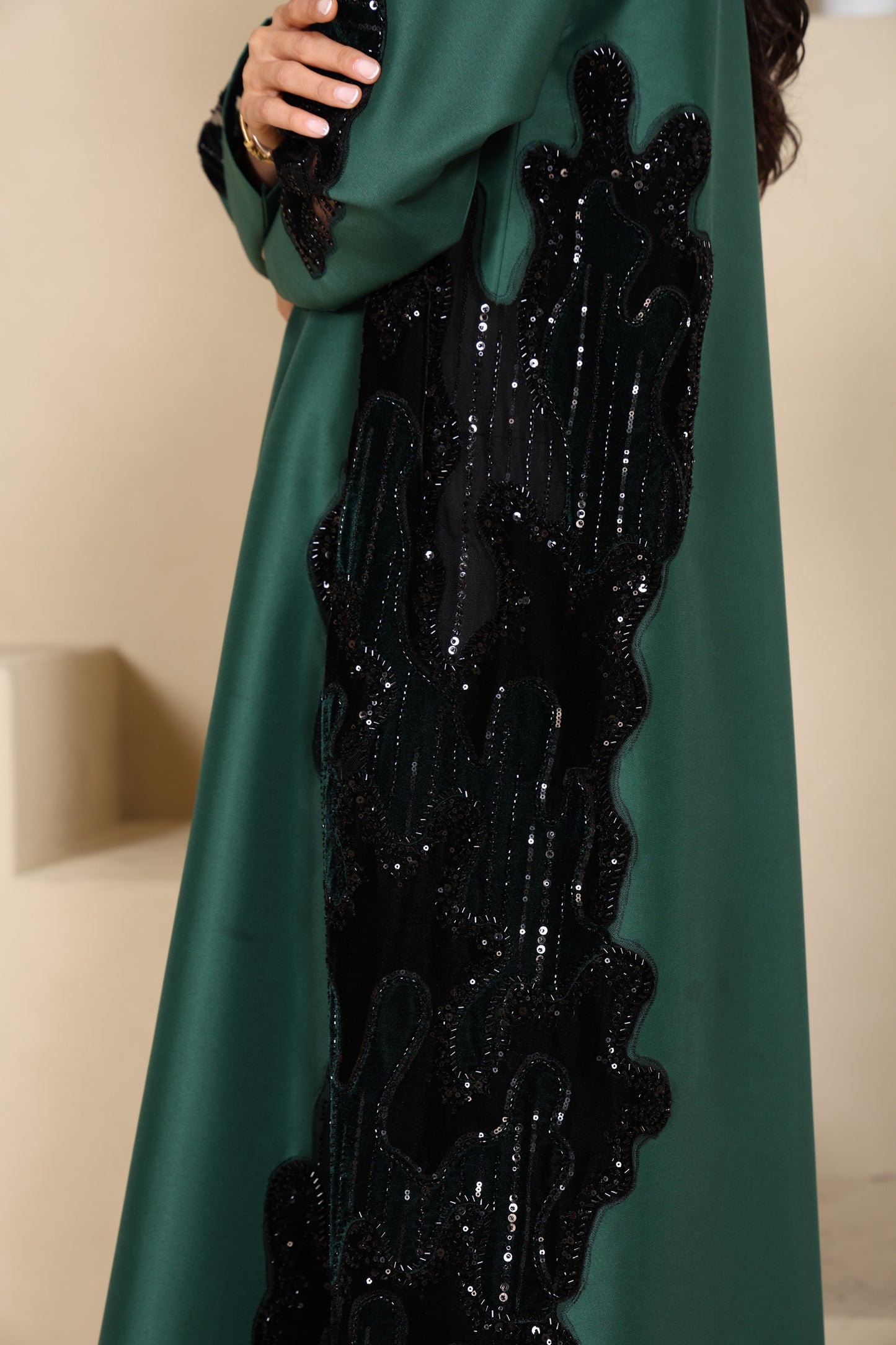 ALEEN - Green Satin Abaya