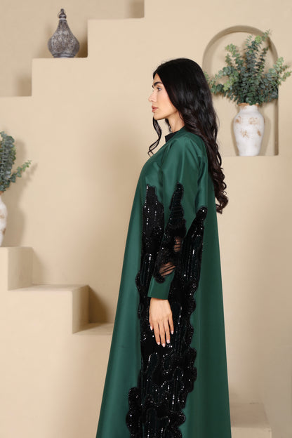 ALEEN - Green Satin Abaya
