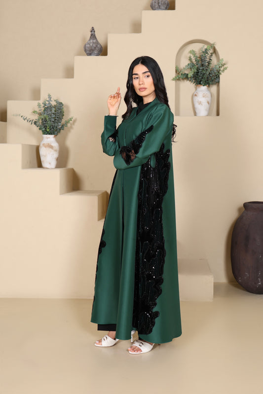 ALEEN - Green Satin Abaya