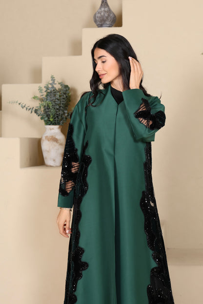 ALEEN - Green Satin Abaya