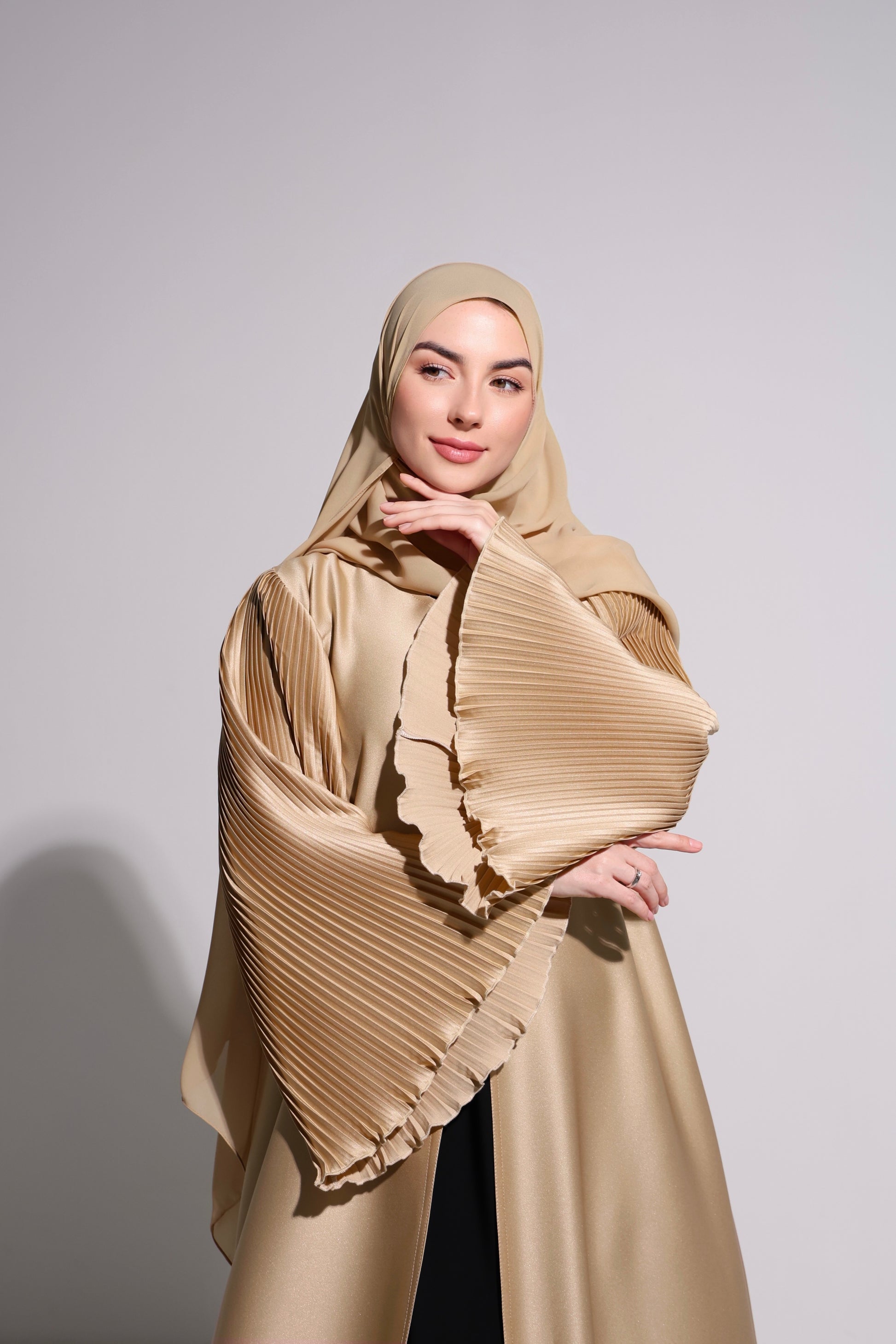 AYA Golden Satin Abaya – MISK
