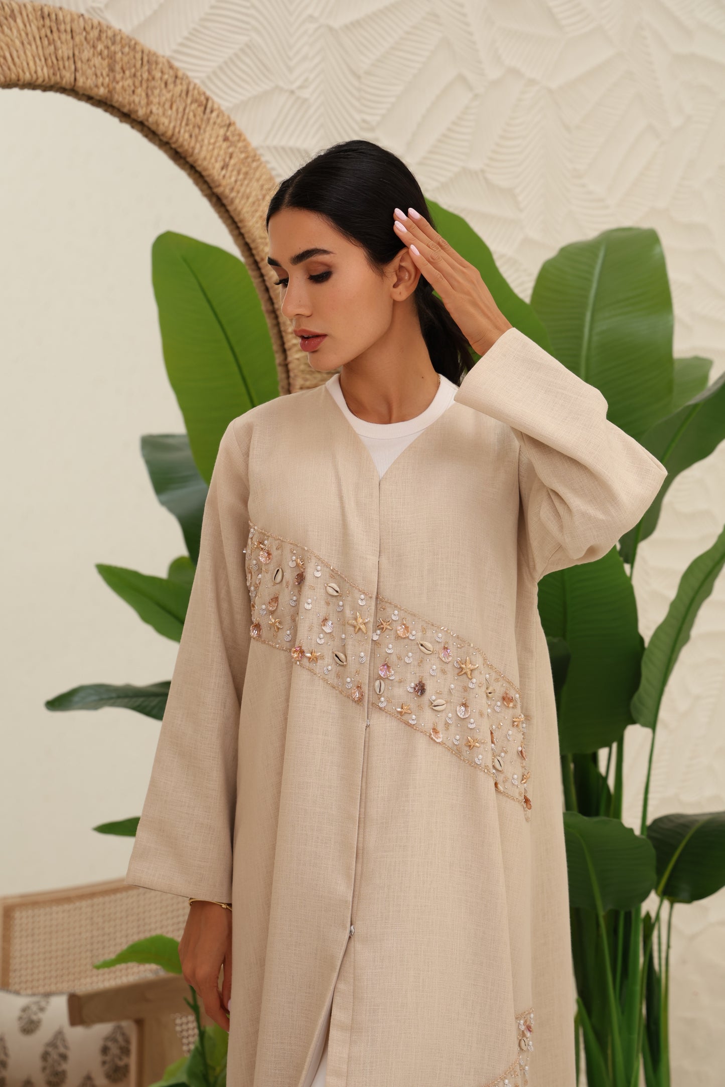 DANA - Sand Linen Abaya