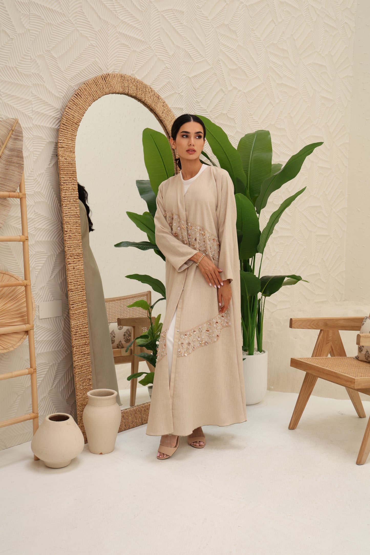 DANA - Sand Linen Abaya