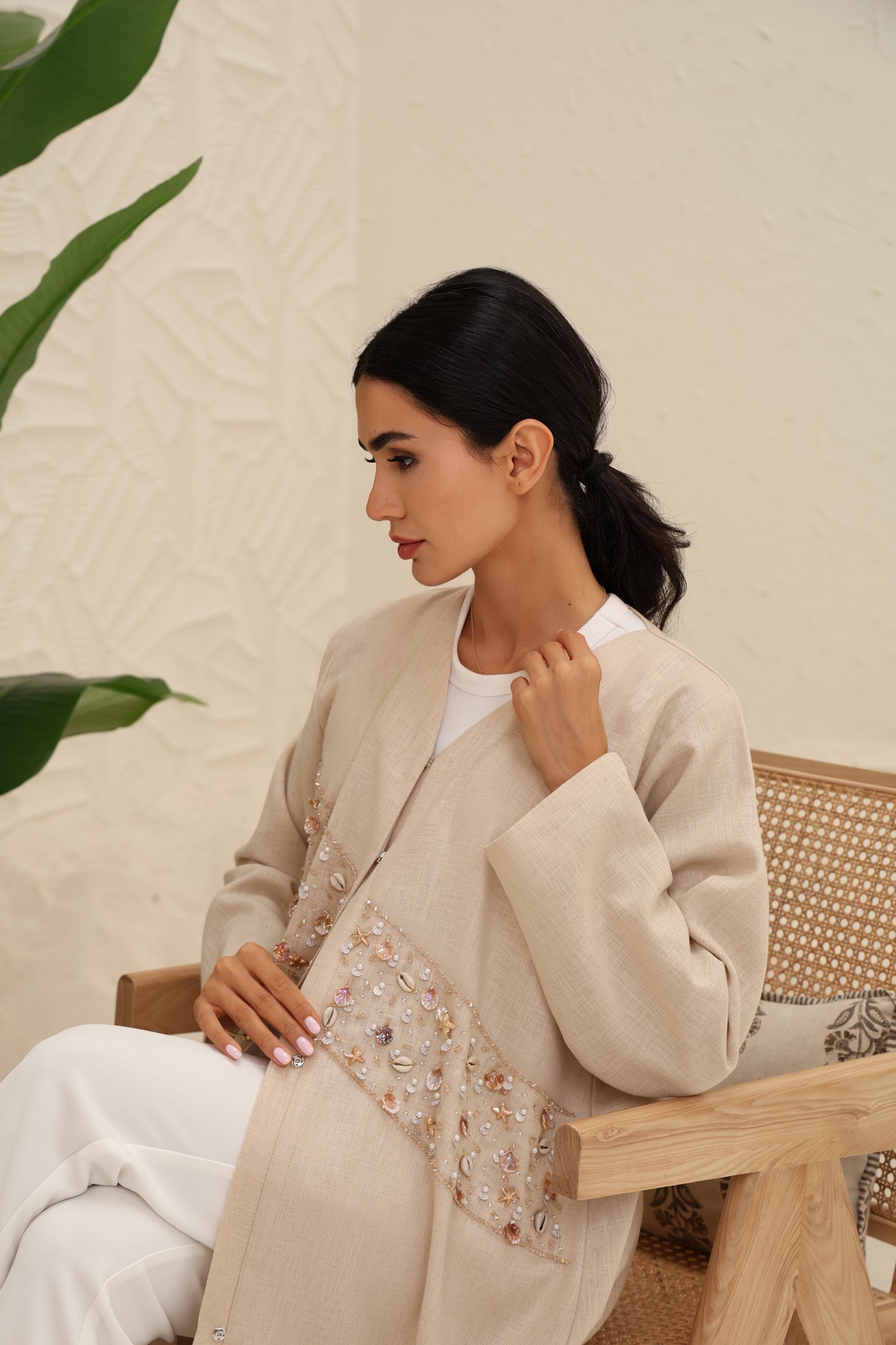 DANA - Sand Linen Abaya