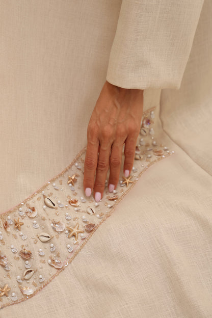 DANA - Sand Linen Abaya