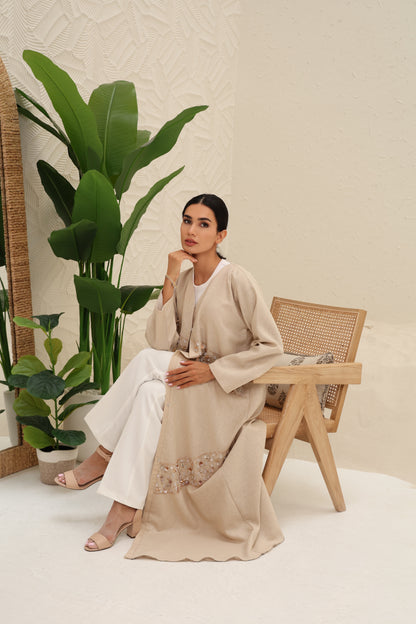 DANA - Sand Linen Abaya