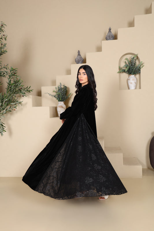 FARAH - Black Velvet Abaya