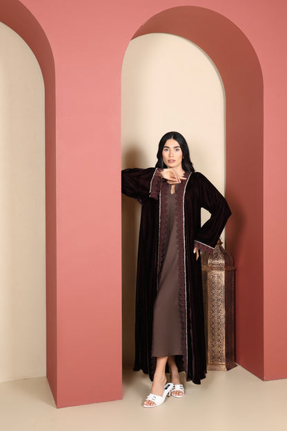 HIND - Brown Velvet Abaya