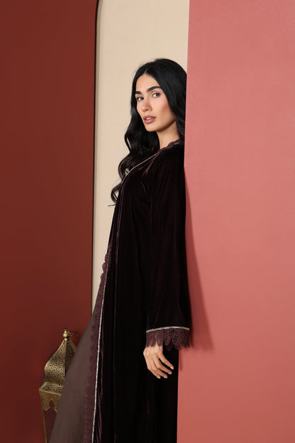 HIND - Brown Velvet Abaya