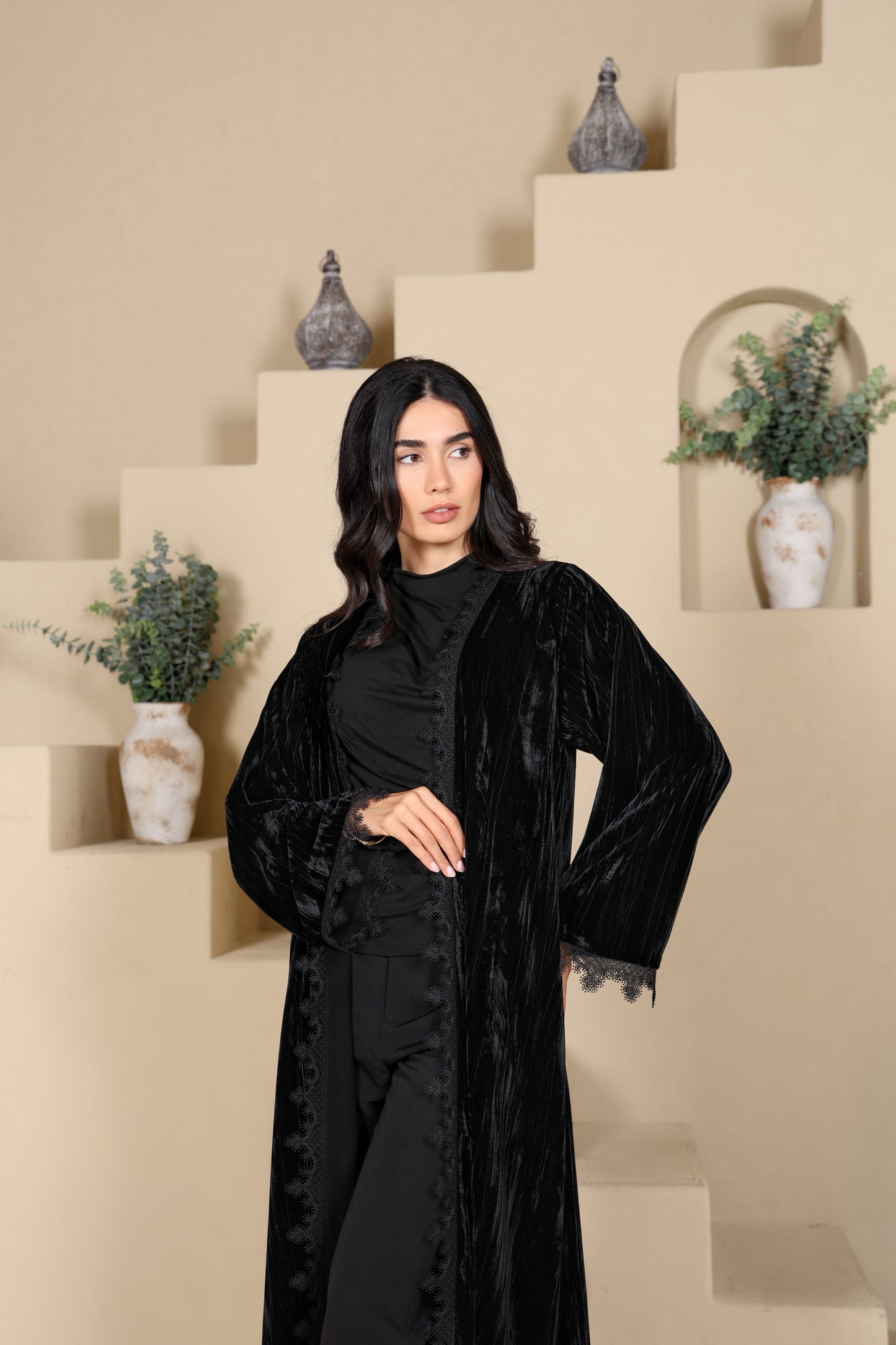 NOORAH - Black Velvet Abaya