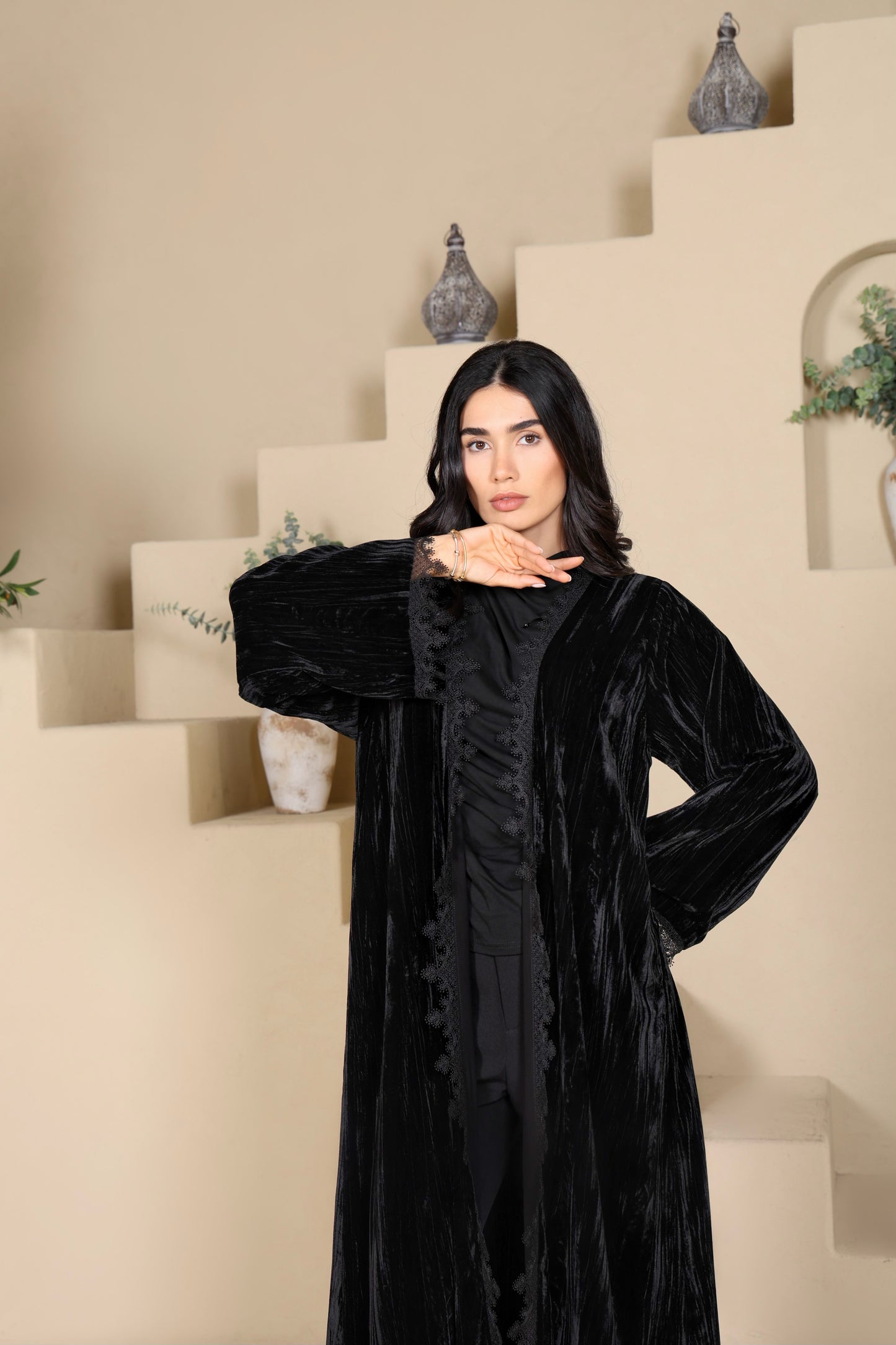 NOORAH - Black Velvet Abaya