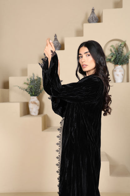 NOORAH - Black Velvet Abaya