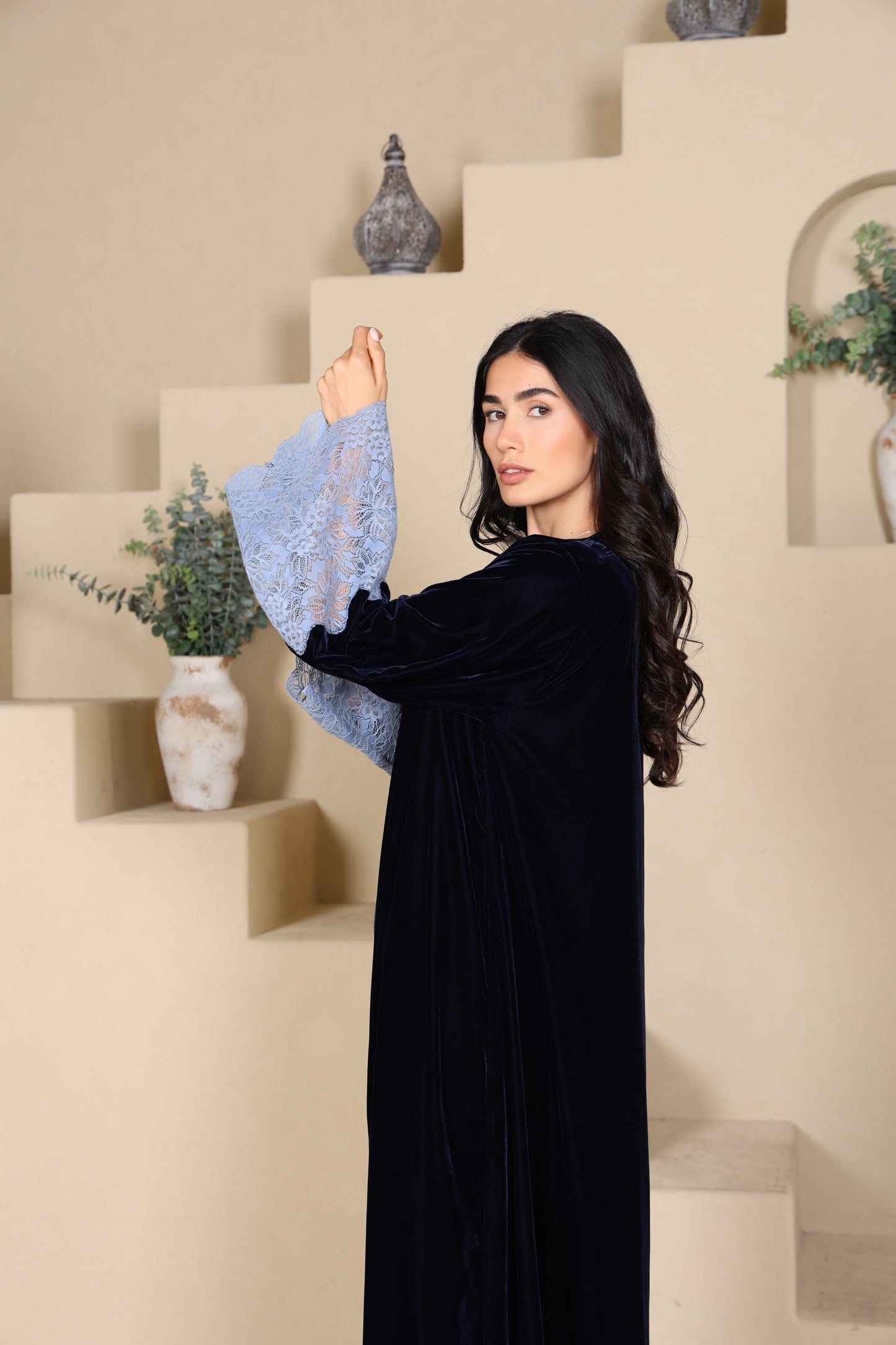 SARAH - Blue Velvet Abaya