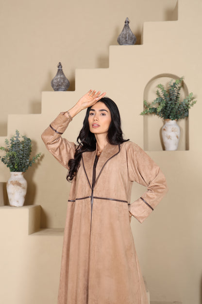 SHAIMAA - Beige Suede Abaya