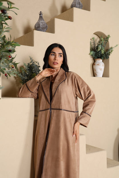 SHAIMAA - Beige Suede Abaya