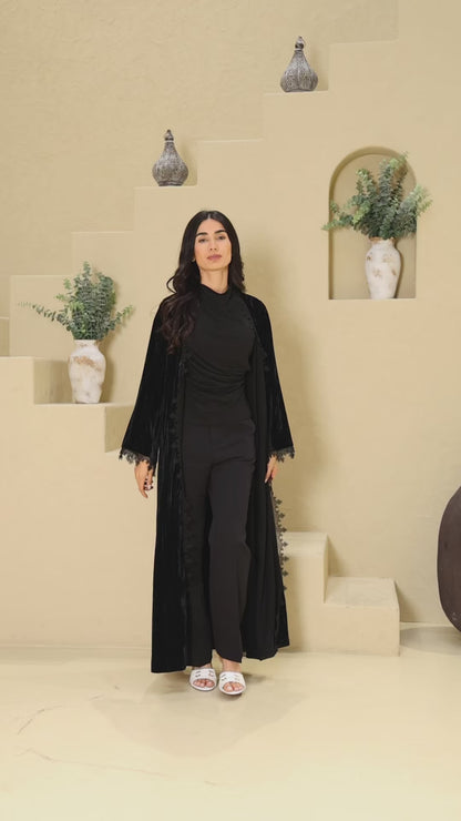 NOORAH - Black Velvet Abaya